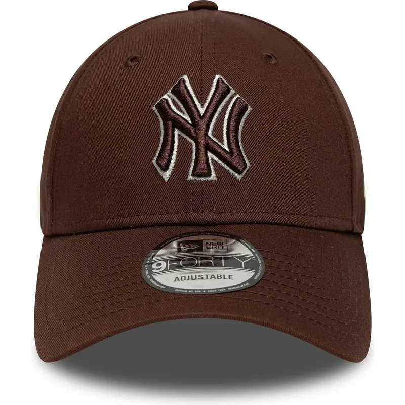 casquette-courbee-marron-ajustable-avec-logo-marron-9forty-outline-new-york-yankees-mlb-new-era
