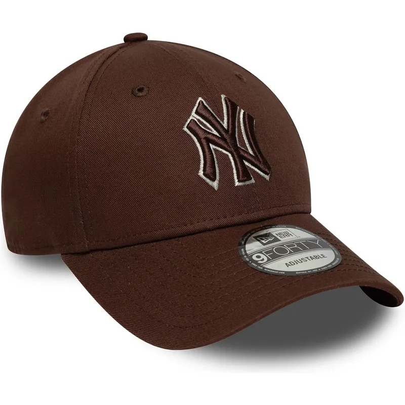 cappellino-curvo-marrone-regolabile-con-logo-marrone-9forty-outline-di-new-york-yankees-mlb-di-new-era