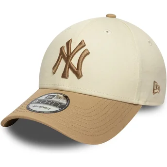 Casquette courbée beige et marron ajustable avec logo marron 9FORTY Colour Block New York Yankees MLB New Era