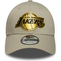 casquette-courbee-beige-snapback-9forty-metallic-los-angeles-lakers-nba-new-era