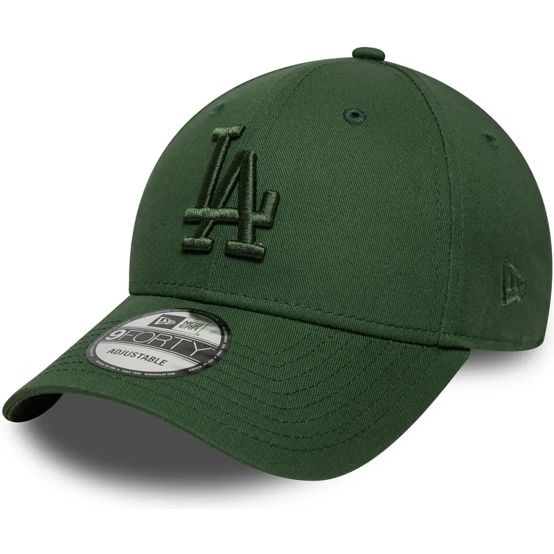 cappellino-con-visiera-curva-verde-regolabile-con-logo-verde-9forty-league-essential-dei-los-angeles-dodgers-mlb-di-new-era