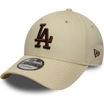 Casquette courbée beige ajustable avec logo marron 9FORTY League Essential Los Angeles Dodgers MLB New Era