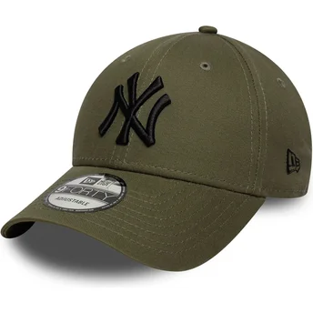 Zielona regulowana czapka z zakrzywionym daszkiem z czarnym logo 9FORTY League Essential New York Yankees MLB New Era