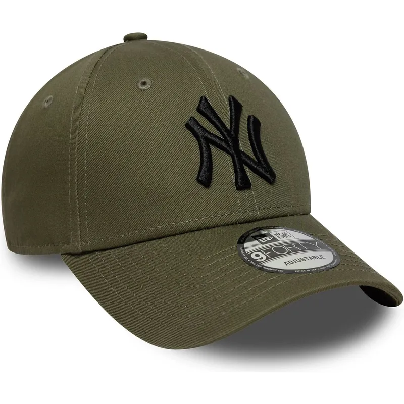 cappellino-con-visiera-curva-verde-regolabile-con-logo-nero-9forty-league-essential-di-new-york-yankees-mlb-di-new-era