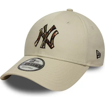 Casquette courbée beige ajustable 9FORTY Camo Infill New York Yankees MLB New Era