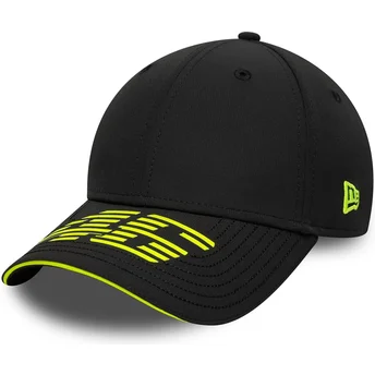 Cappellino curvo nero regolabile 9FORTY Recycled Stripe di Valentino Rossi VR46 MotoGP di New Era