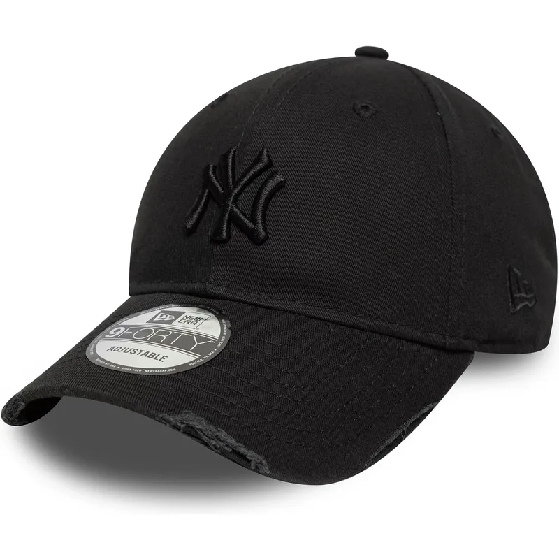 cappellino-curvo-nero-regolabile-con-logo-nero-9forty-wash-distress-di-new-york-yankees-mlb-di-new-era