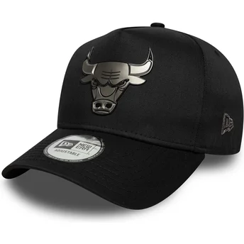 Schwarze gebogene Snapback-Kappe 9FORTY E Frame Metallic der Chicago Bulls NBA von New Era