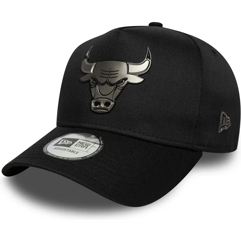 schwarze-gebogene-snapback-kappe-9forty-e-frame-metallic-der-chicago-bulls-nba-von-new-era