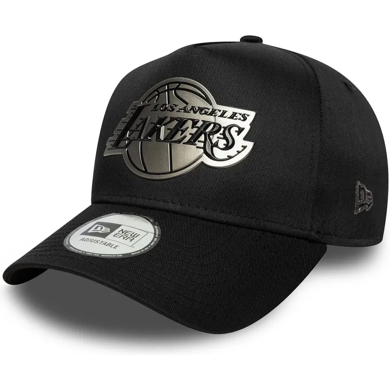 schwarze-gebogene-snapback-kappe-9forty-e-frame-metallic-der-los-angeles-lakers-nba-von-new-era