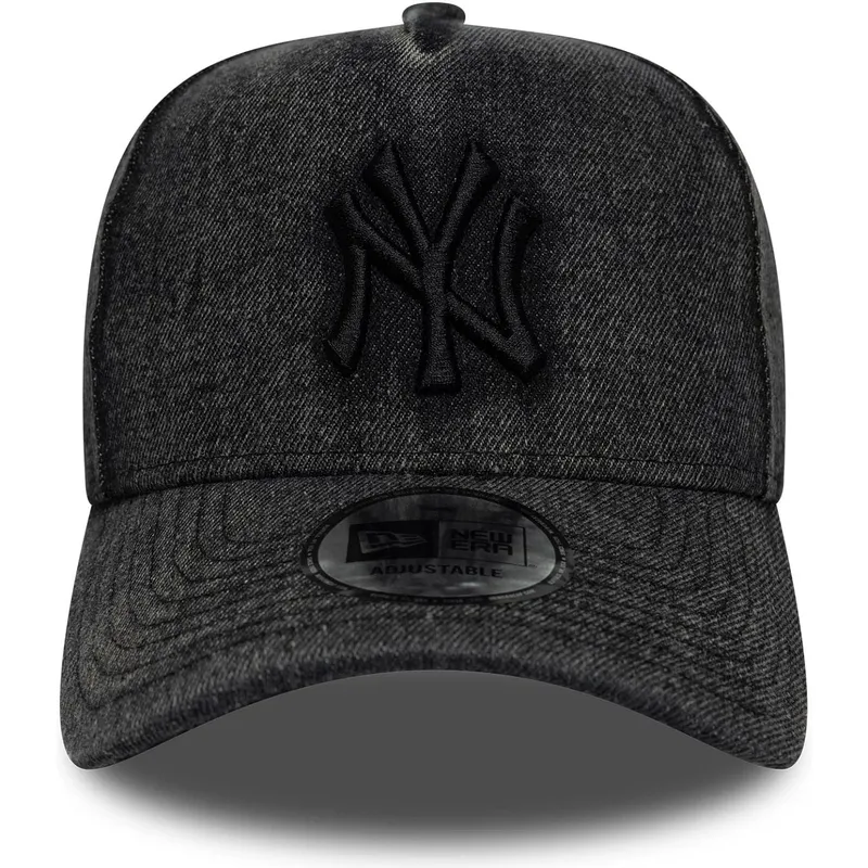 schwarze-gebogene-snapback-kappe-9forty-e-frame-denim-der-new-york-yankees-mlb-von-new-era