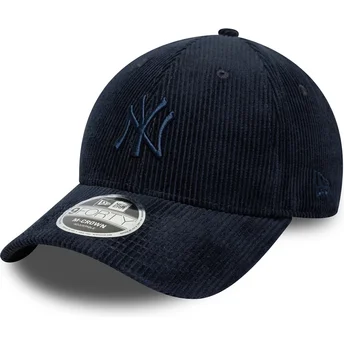 Marinblå böjd justerbar keps med marinblått logotyp 9FORTY M-Crown Cord från New York Yankees MLB av New Era