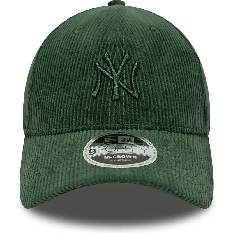 grune-verstellbare-curved-cap-mit-grunem-logo-9forty-m-crown-cord-der-new-york-yankees-mlb-von-new-era