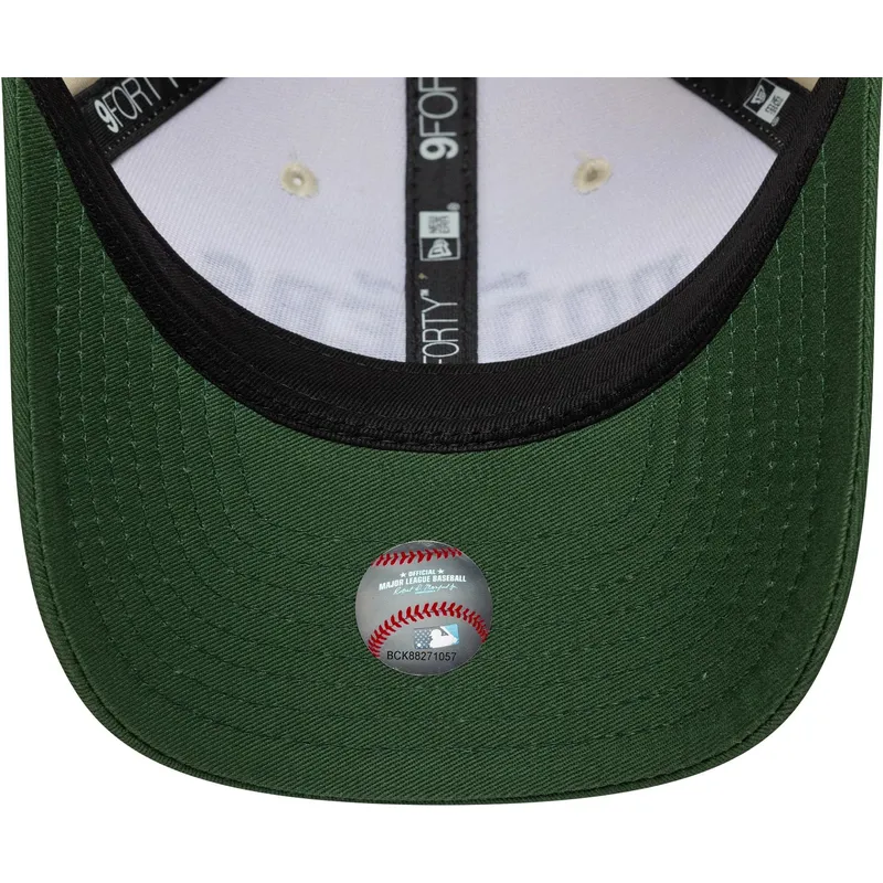 beige-und-grune-verstellbare-curved-cap-9forty-m-crown-wordmark-der-los-angeles-dodgers-mlb-von-new-era
