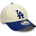 bezowo-niebieska-czapka-z-zakrzywionym-daszkiem-snapback-9forty-m-crown-los-angeles-dodgers-mlb-new-era