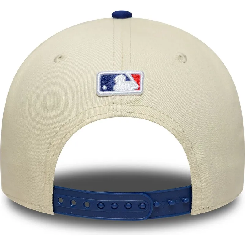 bezowo-niebieska-czapka-z-zakrzywionym-daszkiem-snapback-9forty-m-crown-los-angeles-dodgers-mlb-new-era