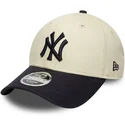 new-era-curved-brim-9forty-m-crown-new-york-yankees-mlb-beige-and-navy-blue-snapback-cap