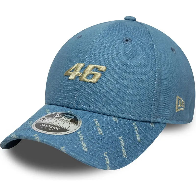 cappellino-visiera-curva-blu-snapback-9forty-m-crown-denim-di-valentino-rossi-vr46-motogp-di-new-era