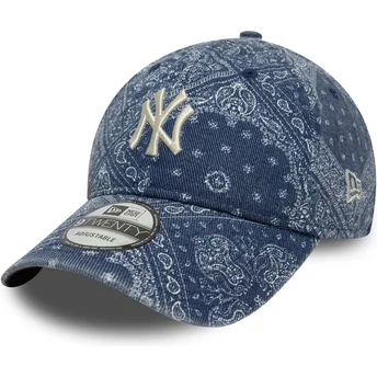 Niebieska regulowana czapka z zakrzywionym daszkiem 9TWENTY Washed Paisley New York Yankees MLB New Era