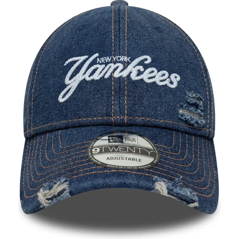 niebieska-regulowana-czapka-z-daszkiem-9twenty-denim-distress-new-york-yankees-mlb-new-era