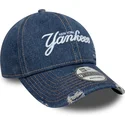 cappellino-curvo-blu-regolabile-9twenty-denim-distress-di-new-york-yankees-mlb-di-new-era