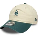 casquette-courbee-beige-et-verte-ajustable-9twenty-mini-washed-los-angeles-dodgers-mlb-new-era