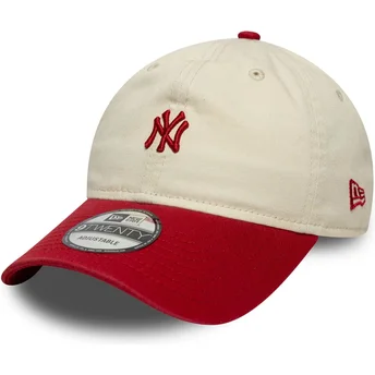 Cappellino curvo beige e rosso regolabile 9TWENTY Mini Washed dei New York Yankees MLB di New Era