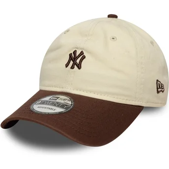 Gorra curva beige y marrón ajustable 9TWENTY Mini Washed de New York Yankees MLB de New Era