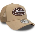 cappellino-trucker-marrone-a-frame-oval-canvas-distress-di-new-era