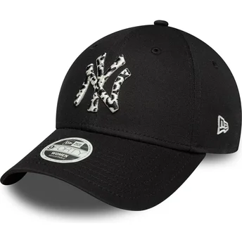 Cappellino curvo nero regolabile da donna 9FORTY Animal Infill dei New York Yankees MLB di New Era