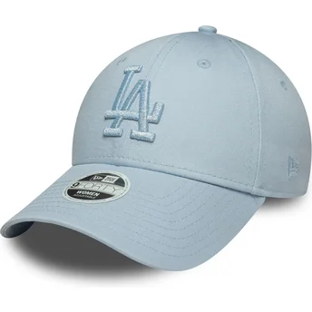 Hellblaue verstellbare Curved Cap mit blauem Logo für Damen 9FORTY Metallic Logo der Los Angeles Dodgers MLB von New Era