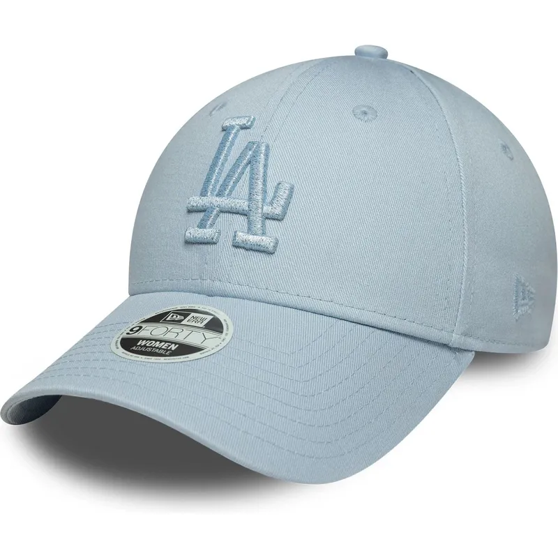 ljusbla-justerbar-kurvad-keps-med-bla-logotyp-for-dam-9forty-metallic-logo-fran-los-angeles-dodgers-mlb-av-new-era