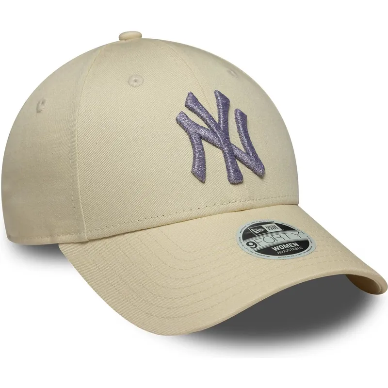 cappellino-curvo-beige-regolabile-con-logo-viola-da-donna-9forty-metallic-logo-dei-new-york-yankees-mlb-di-new-era