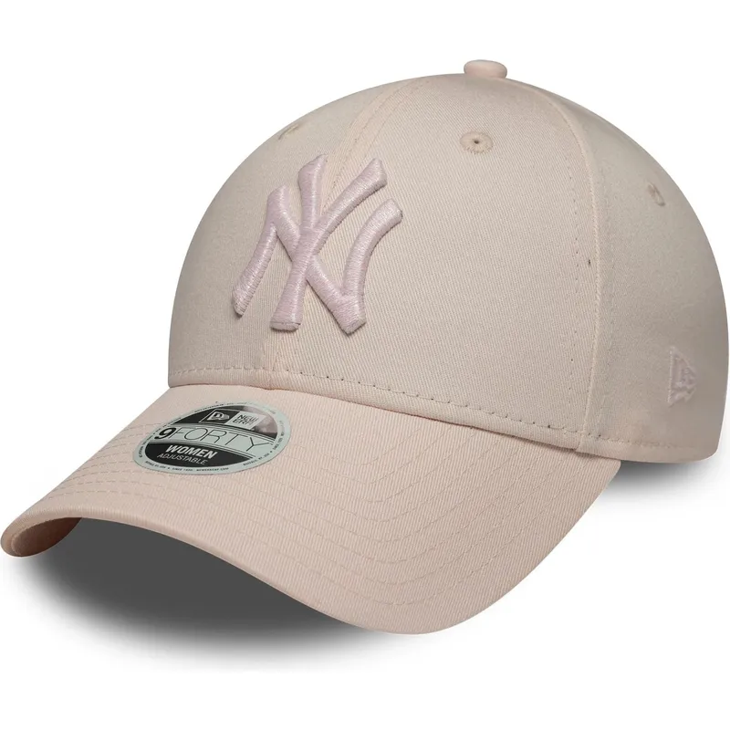 casquette-courbee-rose-ajustable-avec-logo-rose-pour-femme-9forty-metallic-logo-new-york-yankees-mlb-new-era