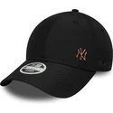 new-era-curved-brim-women-bronze-logo-9forty-flawless-new-york-yankees-mlb-black-adjustable-cap