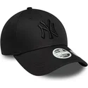 new-era-curved-brim-women-black-logo-9forty-bow-back-new-york-yankees-mlb-black-adjustable-cap