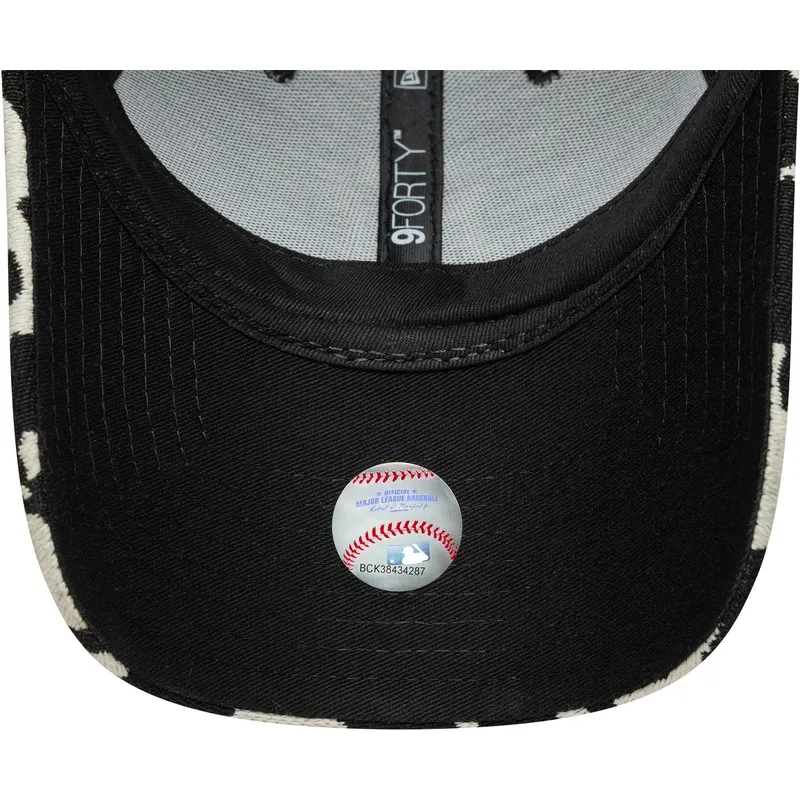 cappellino-curvo-nero-e-bianco-regolabile-da-donna-9forty-cow-midi-dei-new-york-yankees-mlb-di-new-era