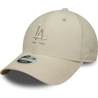 Cappellino curvo beige regolabile con logo beige da donna 9FORTY M-Crown Pastel Cord dei Los Angeles Dodgers MLB di New Era