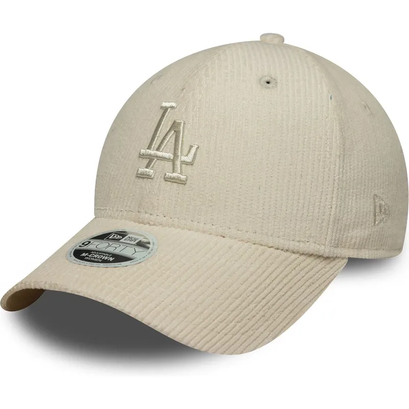 gorra-curva-beige-ajustable-con-logo-beige-para-mujer-9forty-m-crown-pastel-cord-de-los-angeles-dodgers-mlb-de-new-era