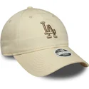 new-era-curved-brim-women-9twenty-league-essential-midi-los-angeles-dodgers-mlb-beige-adjustable-cap-with-beige-logo