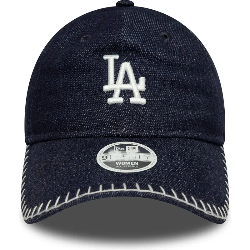 granatowa-regulowana-czapka-z-zakrzywionym-daszkiem-dla-kobiet-9twenty-denim-stitch-los-angeles-dodgers-mlb-new-era