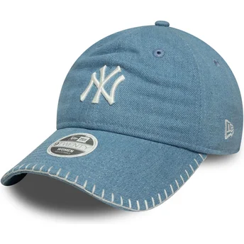 Böjd blå justerbar keps för dam 9TWENTY Denim Stitch från New York Yankees MLB av New Era