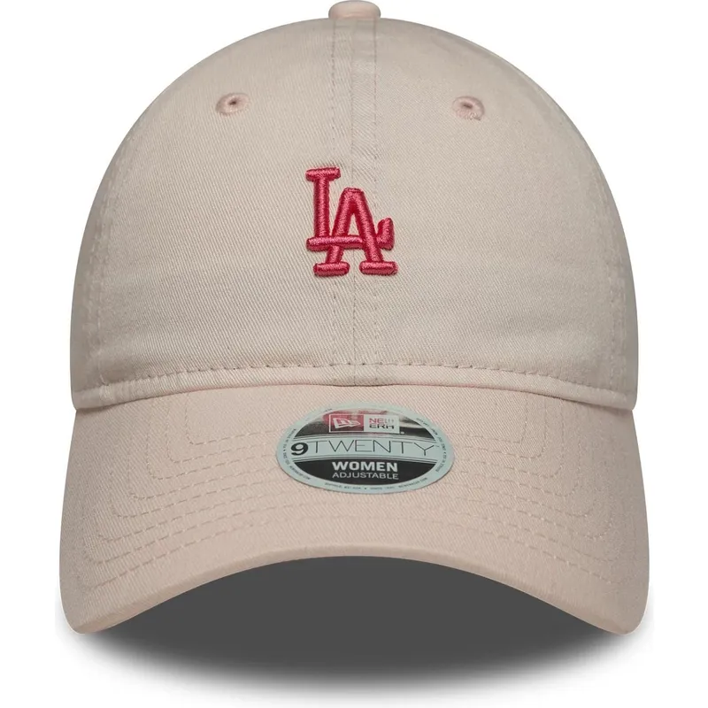 casquette-courbee-rose-ajustable-pour-femme-9twenty-washed-mini-los-angeles-dodgers-mlb-new-era