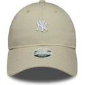 bojd-beige-justerbar-keps-for-dam-9twenty-washed-mini-fran-new-york-yankees-mlb-av-new-era