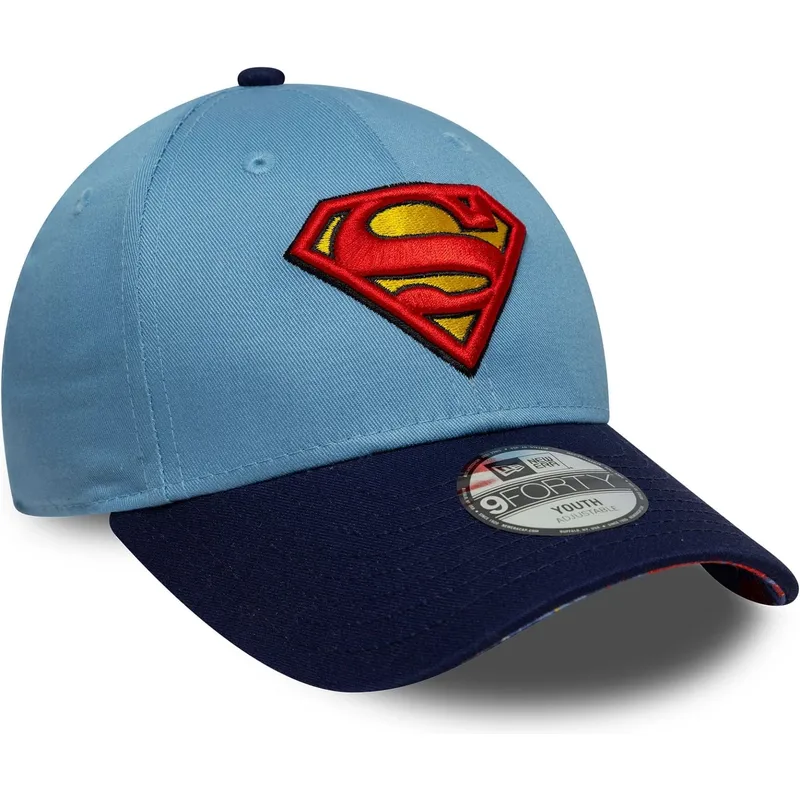 new-era-curved-brim-youth-superman-9forty-dc-comics-blue-adjustable-cap