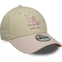 new-era-curved-brim-youth-9forty-league-essential-los-angeles-dodgers-mlb-beige-and-pink-adjustable-cap