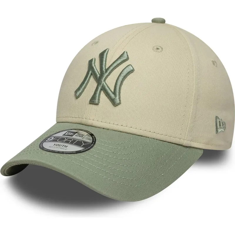 cappellino-curvo-beige-e-verde-regolabile-per-bambino-9forty-league-essential-dei-new-york-yankees-mlb-di-new-era