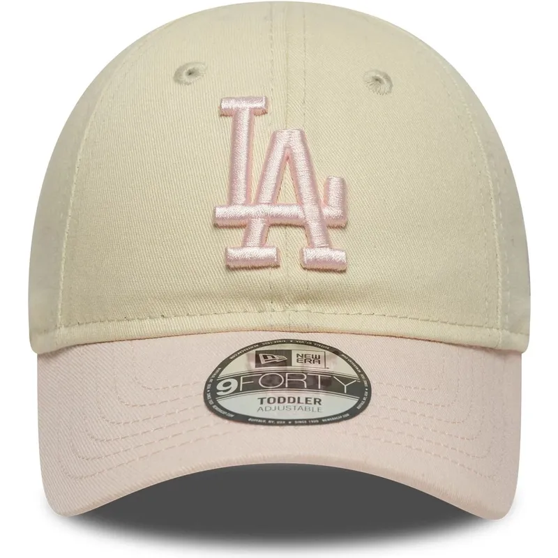 casquette-courbee-beige-et-rose-ajustable-pour-enfant-pequeno-9forty-league-essential-los-angeles-dodgers-mlb-new-era