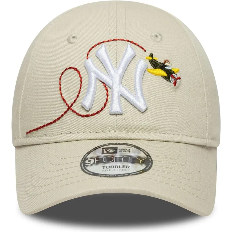 cappellino-curvo-beige-regolabile-per-bambino-piccolo-9forty-plane-icon-dei-new-york-yankees-mlb-di-new-era