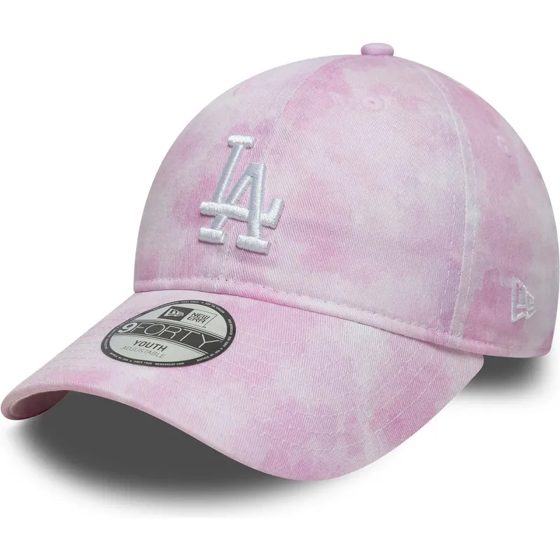 rozowa-regulowana-czapka-z-zakrzywionym-daszkiem-dla-dziecka-9twenty-tie-dye-los-angeles-dodgers-mlb-new-era